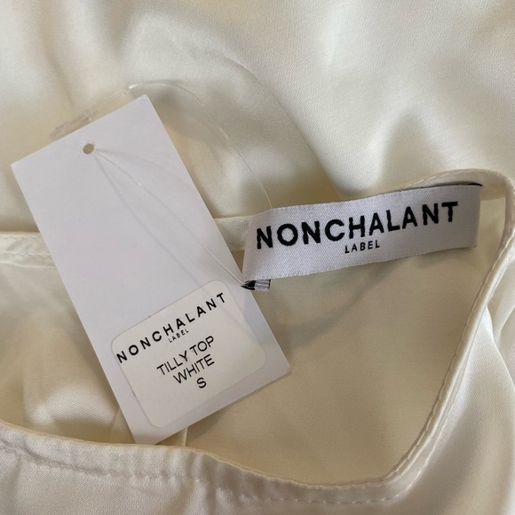 NONchalant White Blouse Tilly Top One Long Sleeve Size Small - Picture 7 of 8